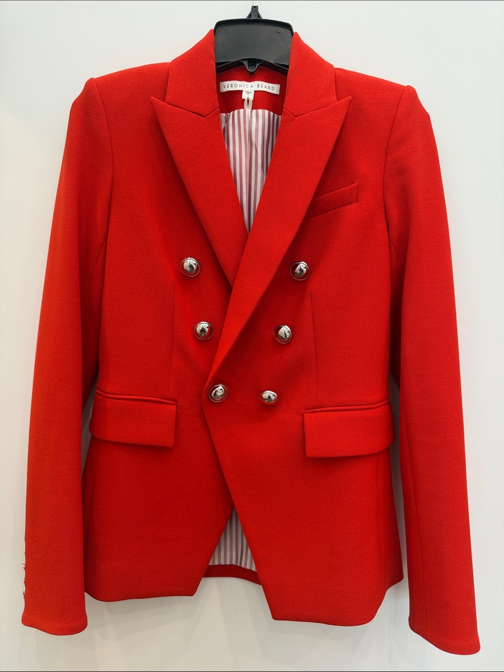 Veronica Beard Bright Red Double-Breasted Tailored Blazer size 2 DESIGNER